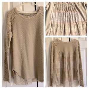 Anthropologie One September Raglan Lace Sweater